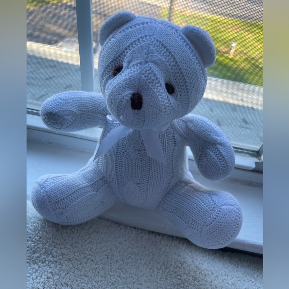 Baby Mode argle sweater pattern white teddy bear
